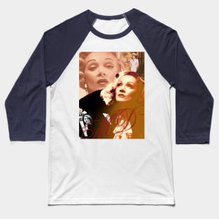 Marlene Dietrich Collage Portrait 3 Baseball T-Shirt